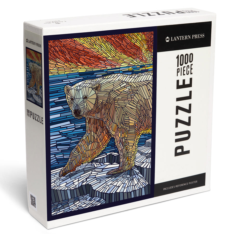 Polar Bear, Paper Mosaic, Jigsaw Puzzle Puzzle Lantern Press 