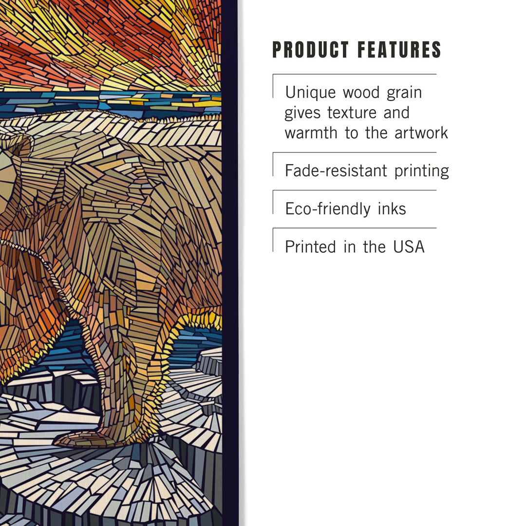 Polar Bear, Paper Mosaic, Lantern Press Poster, Wood Signs and Postcards Wood Lantern Press 