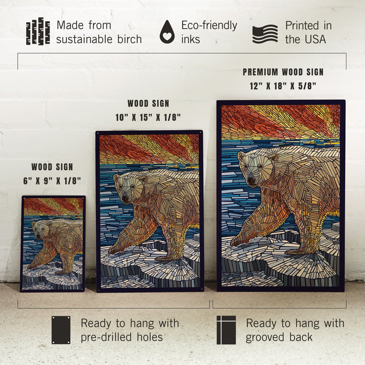 Polar Bear, Paper Mosaic, Lantern Press Poster, Wood Signs and Postcards Wood Lantern Press 