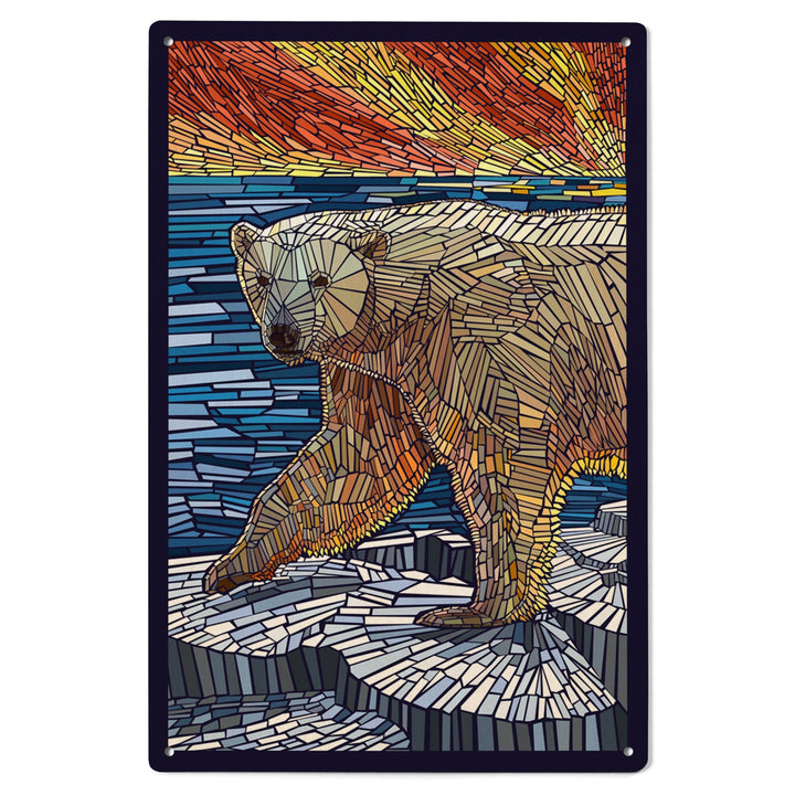 Polar Bear, Paper Mosaic, Lantern Press Poster, Wood Signs and Postcards Wood Lantern Press 