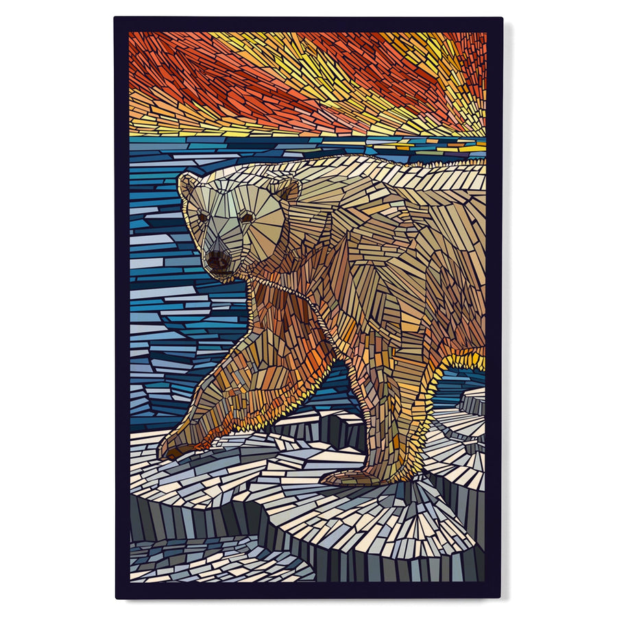Polar Bear, Paper Mosaic, Lantern Press Poster, Wood Signs and Postcards Wood Lantern Press 