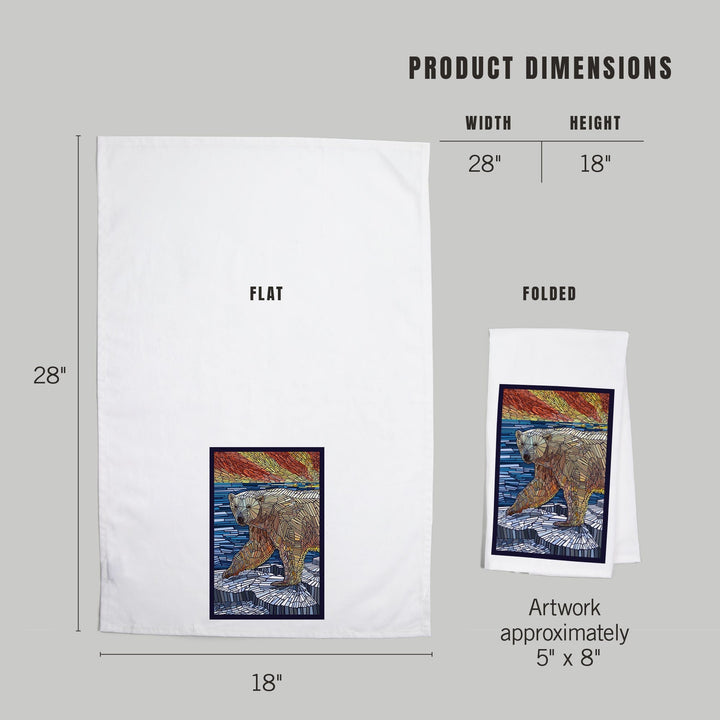 Polar Bear, Paper Mosaic, Organic Cotton Kitchen Tea Towels Kitchen Lantern Press 