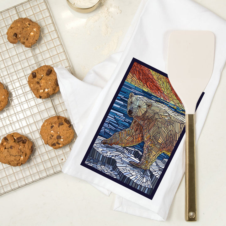 Polar Bear, Paper Mosaic, Organic Cotton Kitchen Tea Towels Kitchen Lantern Press 