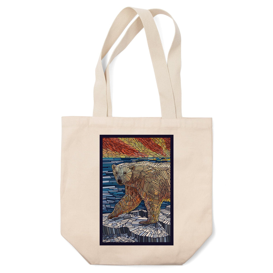 Polar Bear, Paper Mosaic, Tote Bag Totes Lantern Press 