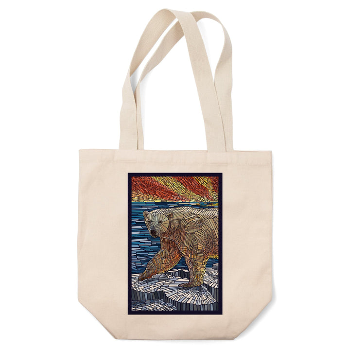 Polar Bear, Paper Mosaic, Tote Bag Totes Lantern Press 