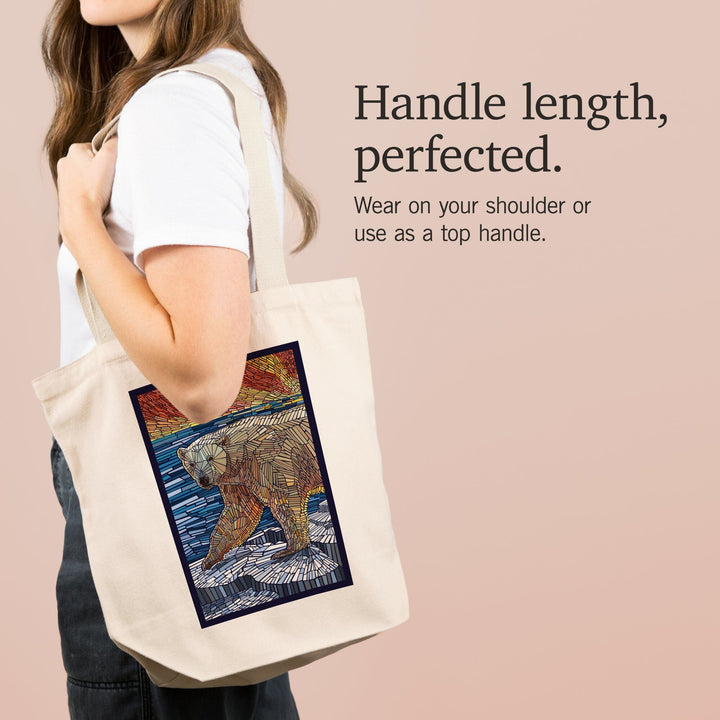 Polar Bear, Paper Mosaic, Tote Bag Totes Lantern Press 