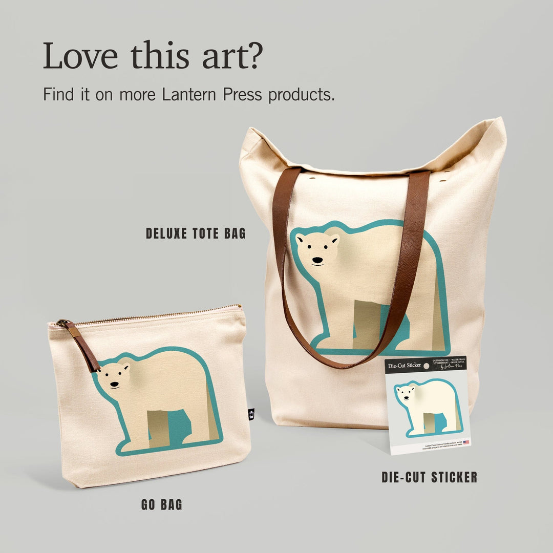 Polar Bear, Retro Style, Contour, Vinyl Sticker Sticker Lantern Press 