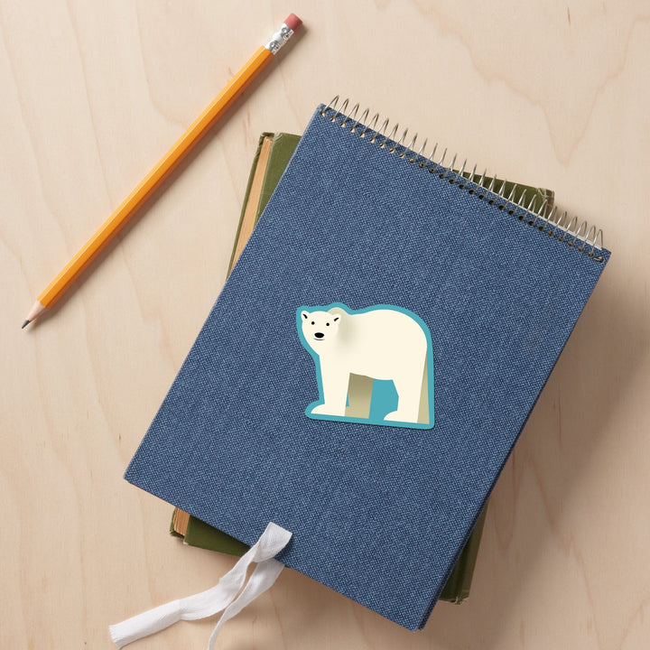 Polar Bear, Retro Style, Contour, Vinyl Sticker Sticker Lantern Press 