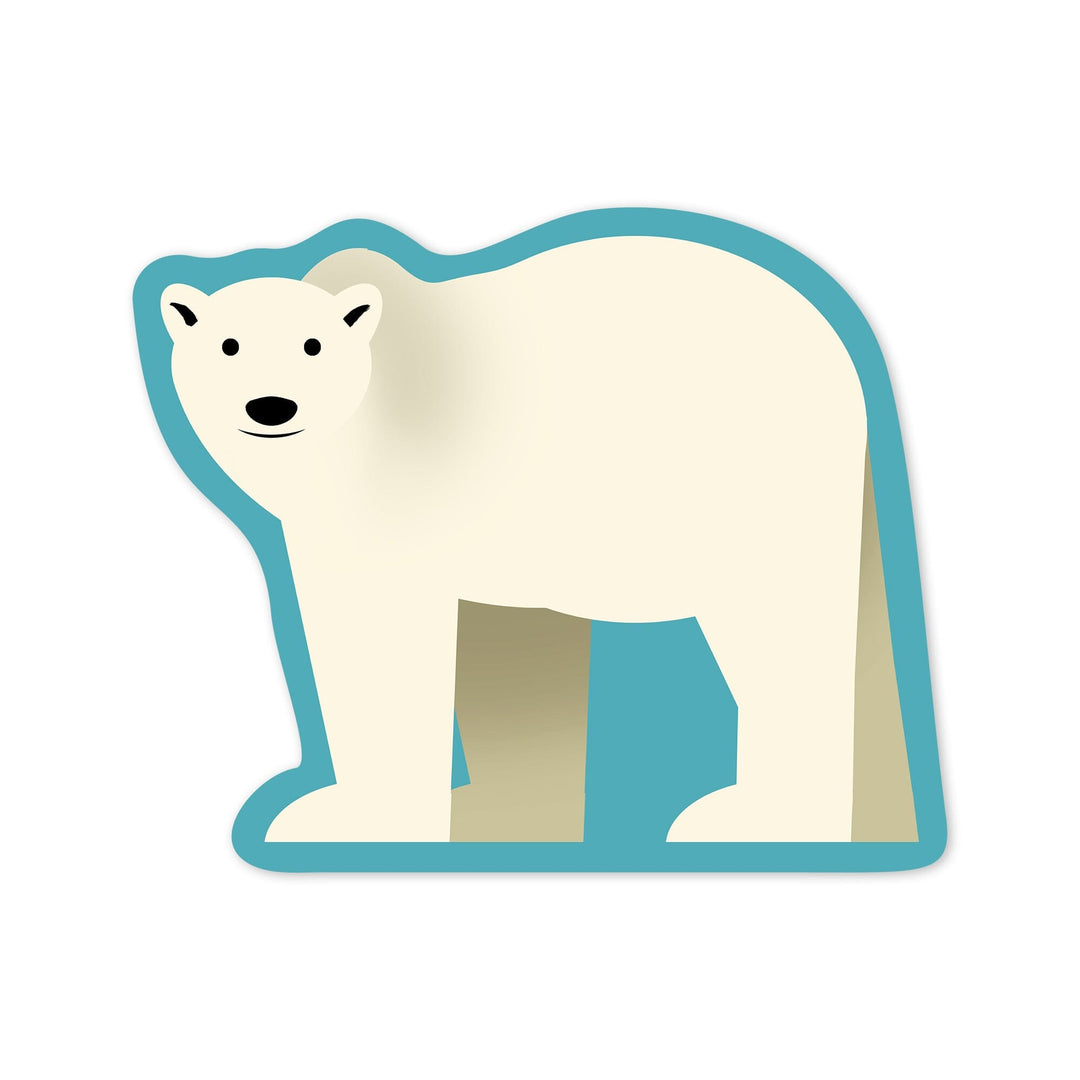Polar Bear, Retro Style, Contour, Vinyl Sticker Sticker Lantern Press 