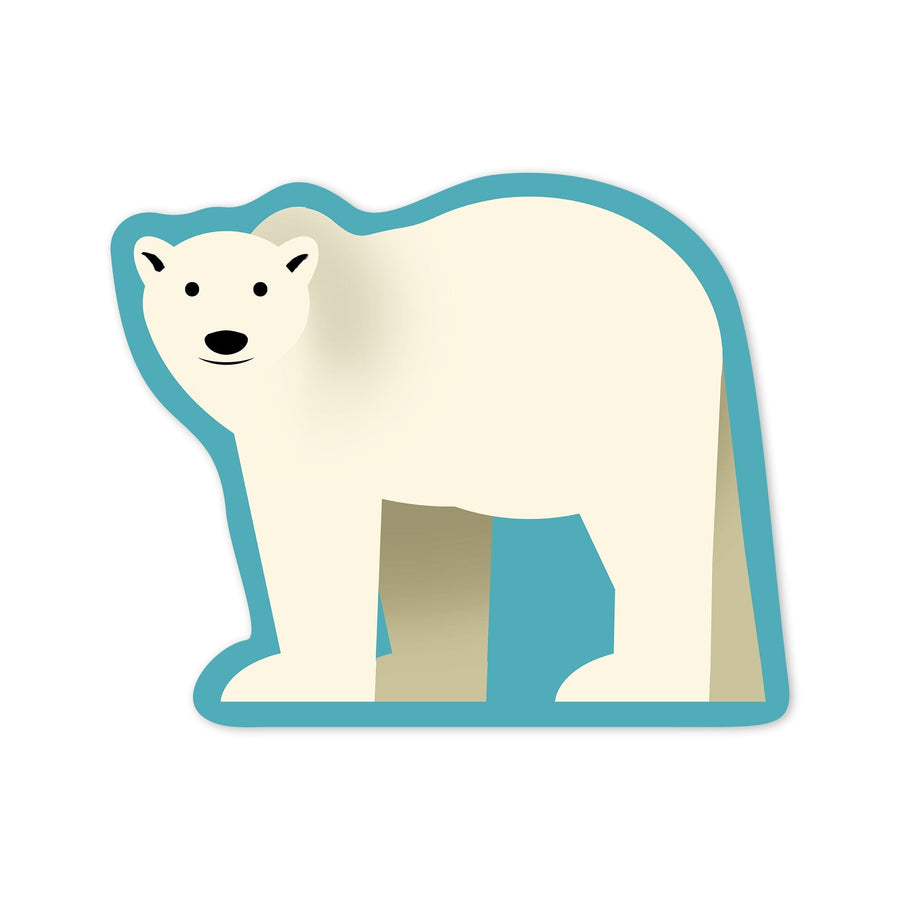 Polar Bear, Retro Style, Contour, Vinyl Sticker Sticker Lantern Press 
