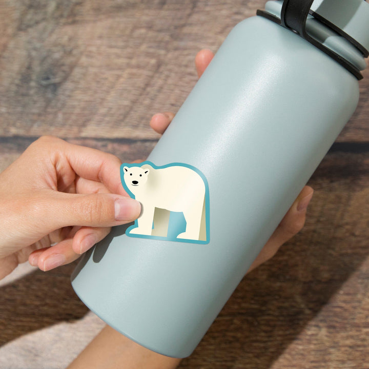 Polar Bear, Retro Style, Contour, Vinyl Sticker Sticker Lantern Press 