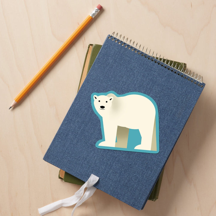 Polar Bear, Retro Style, Contour, Vinyl Sticker Sticker Lantern Press 
