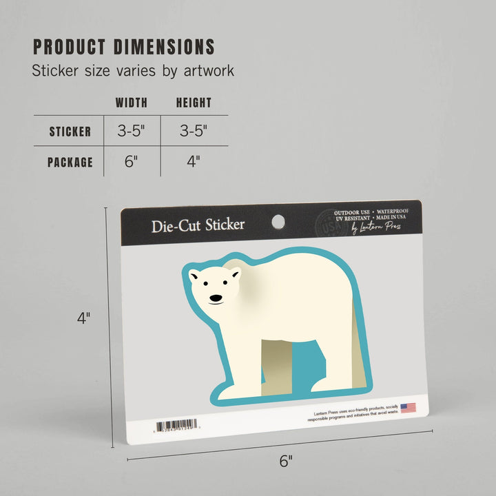 Polar Bear, Retro Style, Contour, Vinyl Sticker Sticker Lantern Press 