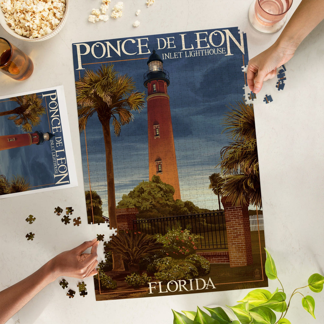 Ponce De Leon Inlet Lighthouse, Florida, Dusk Scene, Jigsaw Puzzle Puzzle Lantern Press 