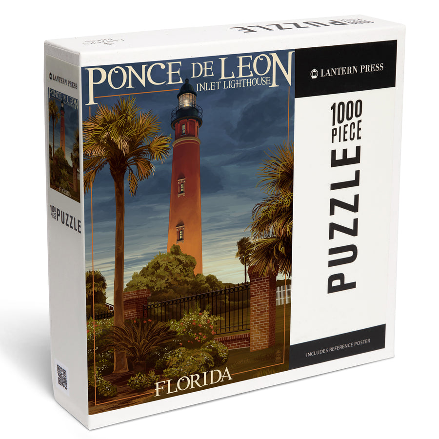 Ponce De Leon Inlet Lighthouse, Florida, Dusk Scene, Jigsaw Puzzle Puzzle Lantern Press 