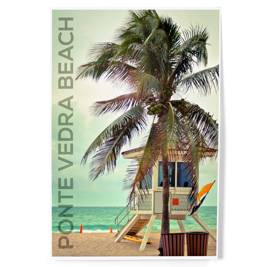 Ponte Vedra, Florida, Lifeguard Shack and Palm, Art & Giclee Prints Art Lantern Press 