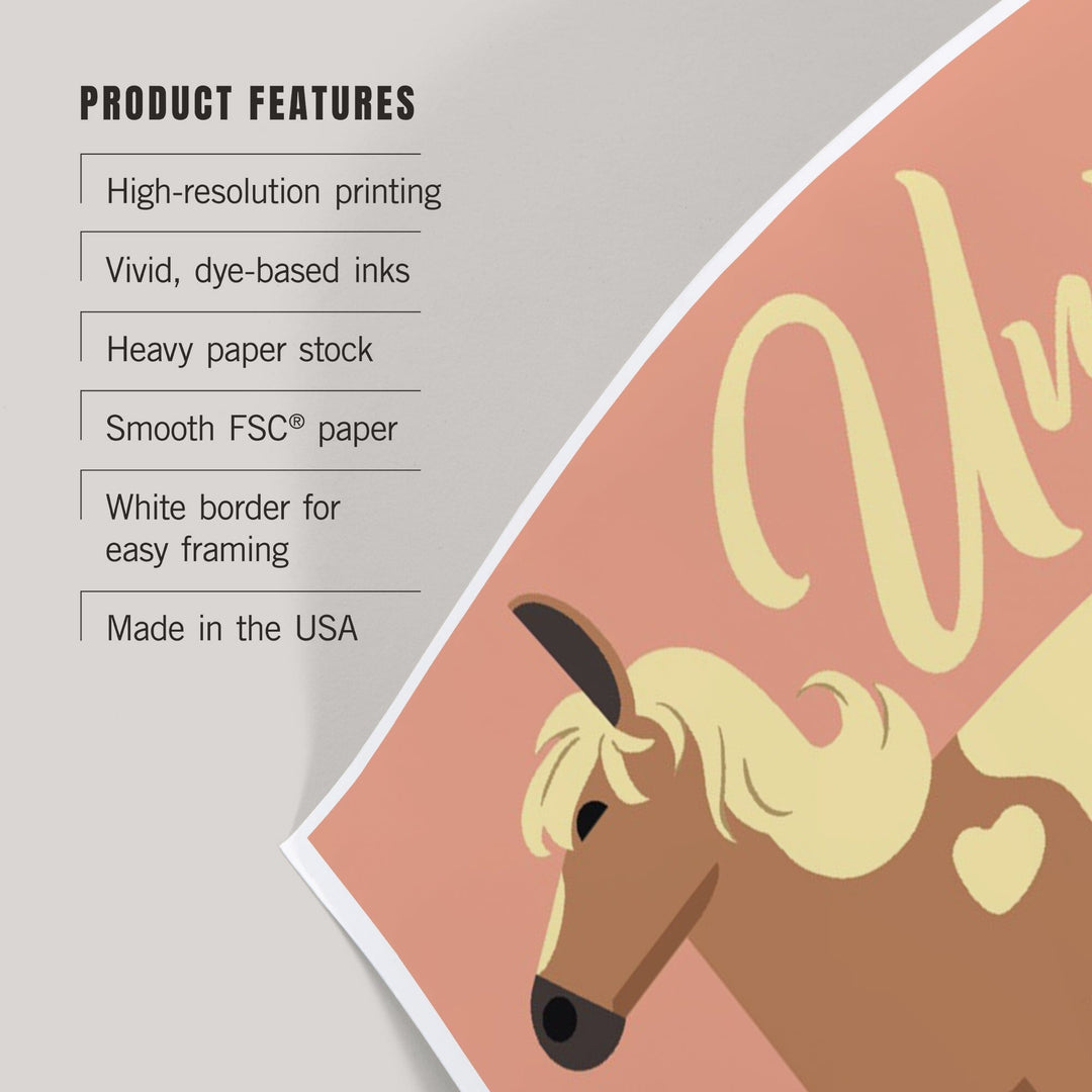 Pony, Unicorn in Disguise, Geometric, Art & Giclee Prints Art Lantern Press 