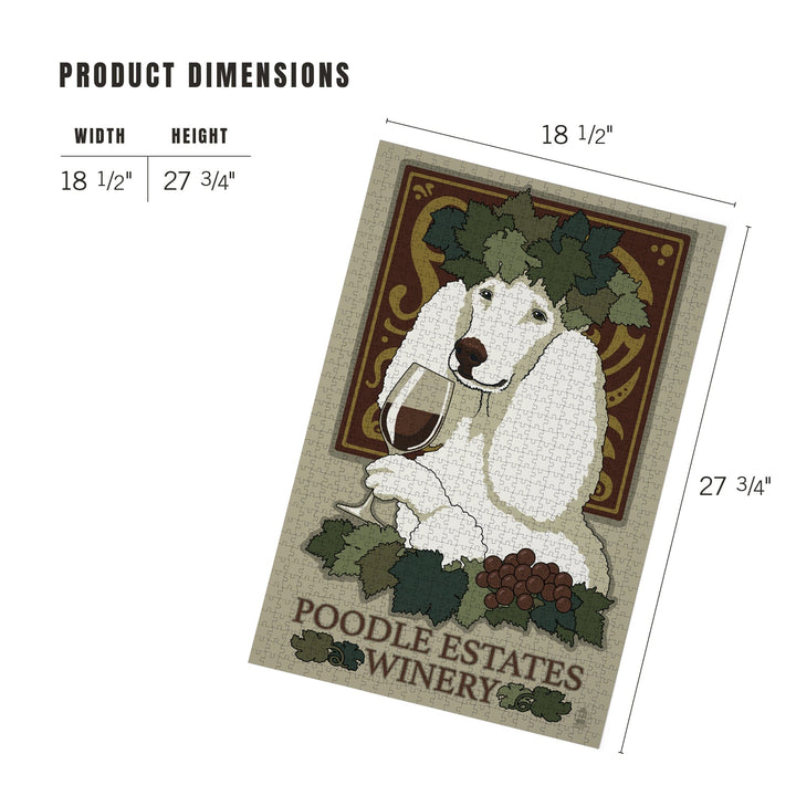 Poodle, Retro Winery Ad, Jigsaw Puzzle Puzzle Lantern Press 
