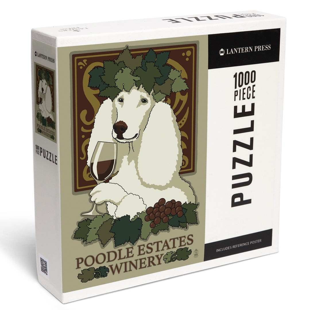 Poodle, Retro Winery Ad, Jigsaw Puzzle Puzzle Lantern Press 