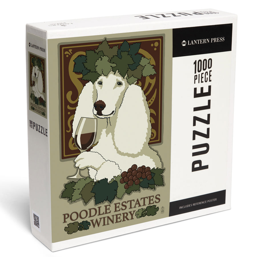 Poodle, Retro Winery Ad, Jigsaw Puzzle Puzzle Lantern Press 