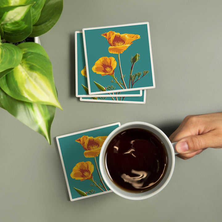 Poppy, Letterpress, Coasters Coasters Lantern Press 
