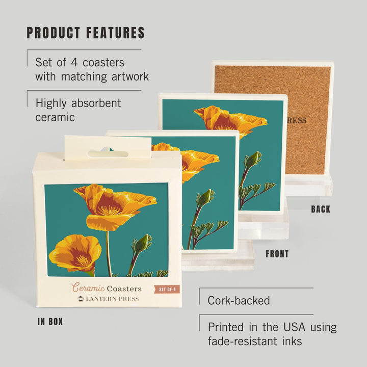 Poppy, Letterpress, Coasters Coasters Lantern Press 