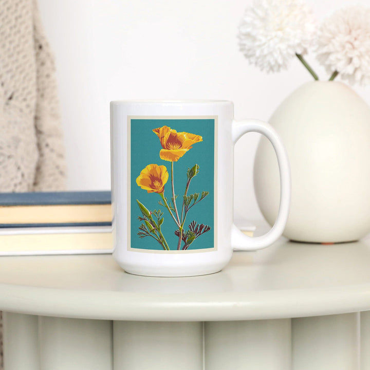 Poppy, Letterpress, Lantern Press Poster, Ceramic Mug Mugs Lantern Press 