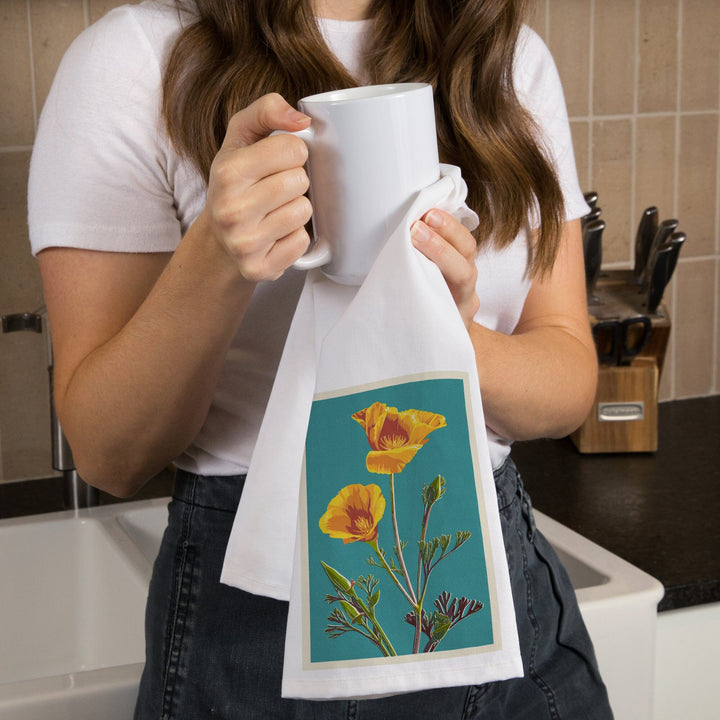 Poppy, Letterpress, Organic Cotton Kitchen Tea Towels Kitchen Lantern Press 