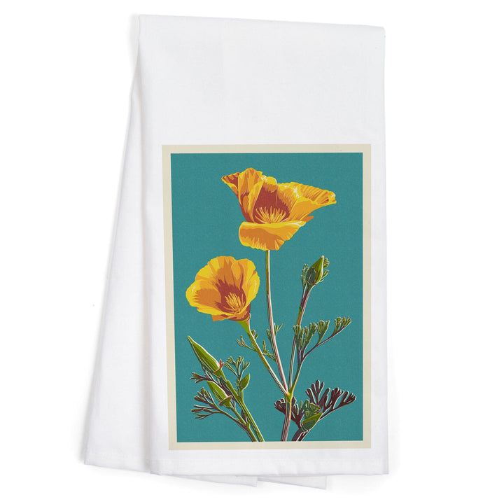 Poppy, Letterpress, Organic Cotton Kitchen Tea Towels Kitchen Lantern Press 