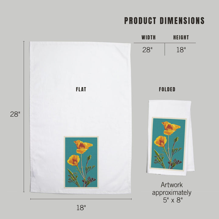 Poppy, Letterpress, Organic Cotton Kitchen Tea Towels Kitchen Lantern Press 