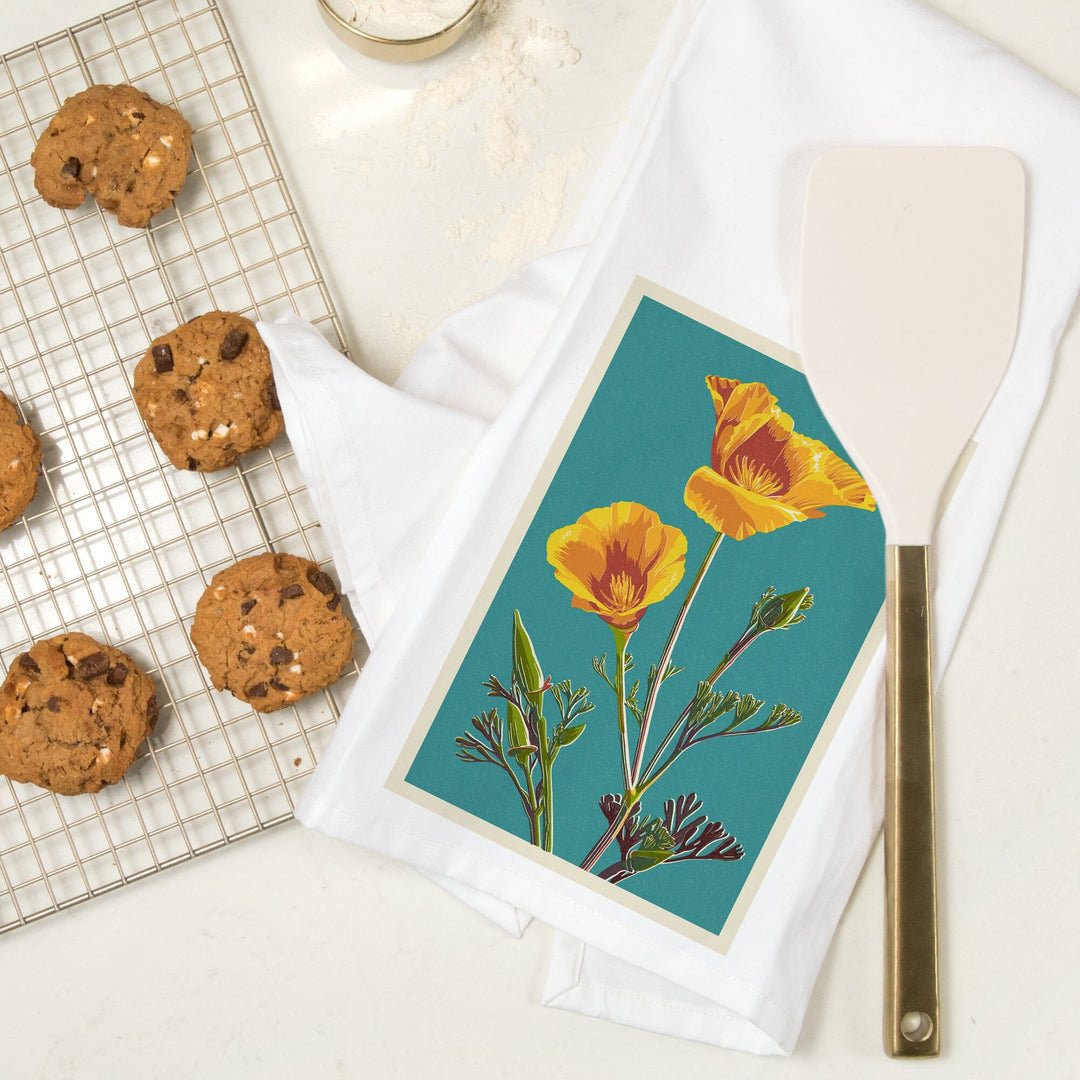 Poppy, Letterpress, Organic Cotton Kitchen Tea Towels Kitchen Lantern Press 