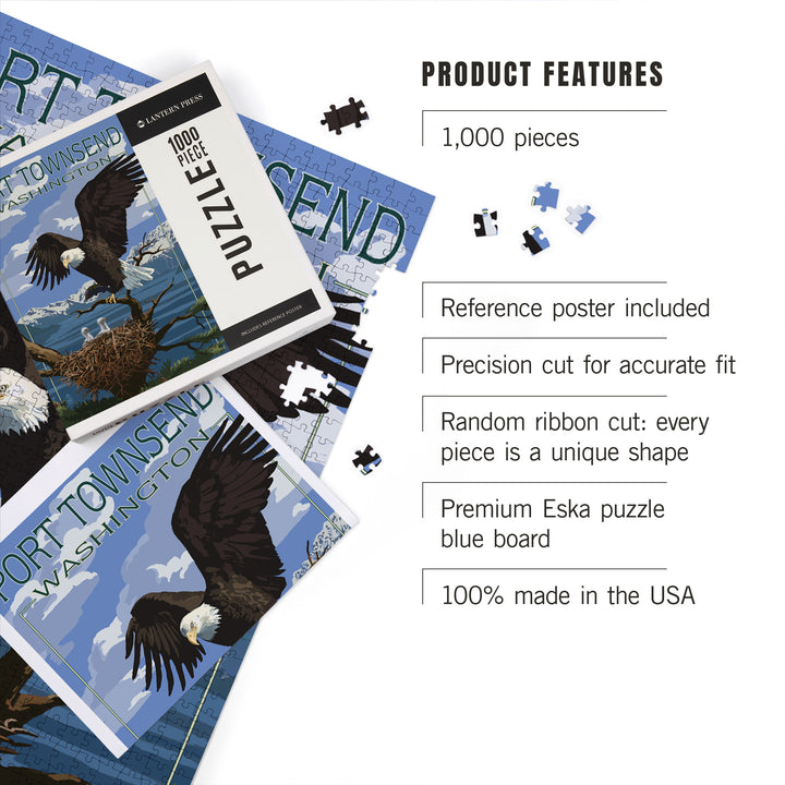 Port Townsend, Washington, Bald Eagle and Chicks, Jigsaw Puzzle Puzzle Lantern Press 