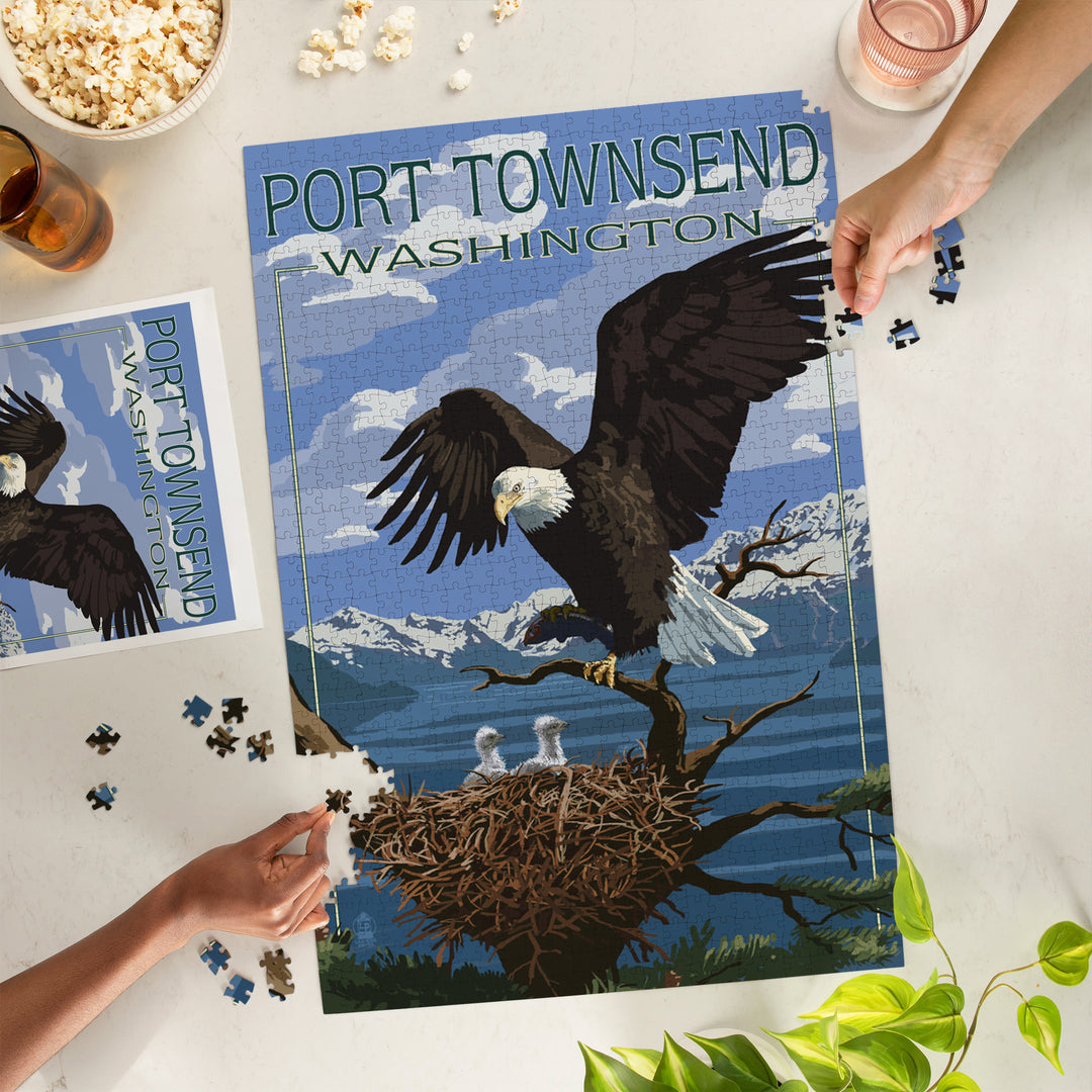 Port Townsend, Washington, Bald Eagle and Chicks, Jigsaw Puzzle Puzzle Lantern Press 