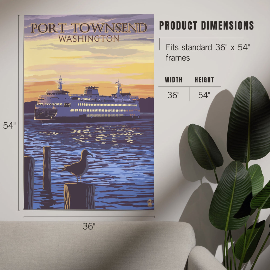 Port Townsend, Washington, Ferry Sunset and Gull, Art & Giclee Prints Art Lantern Press 