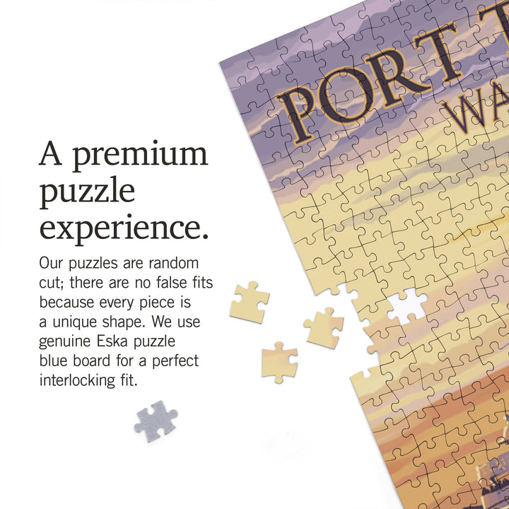 Port Townsend, Washington, Ferry Sunset and Gull, Jigsaw Puzzle Puzzle Lantern Press 