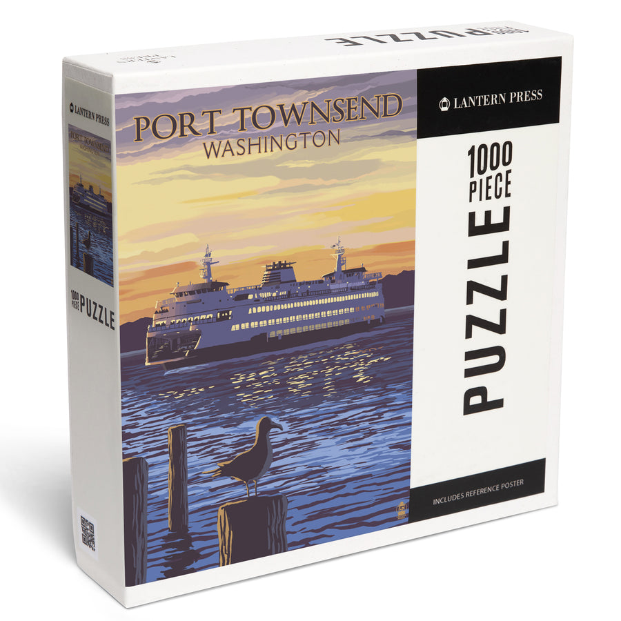 Port Townsend, Washington, Ferry Sunset and Gull, Jigsaw Puzzle Puzzle Lantern Press 