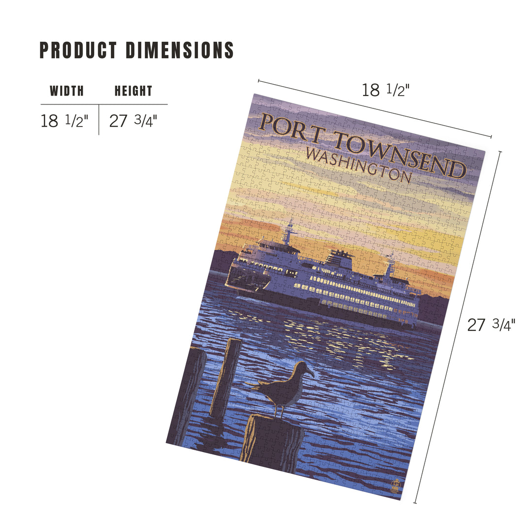 Port Townsend, Washington, Ferry Sunset and Gull, Jigsaw Puzzle Puzzle Lantern Press 