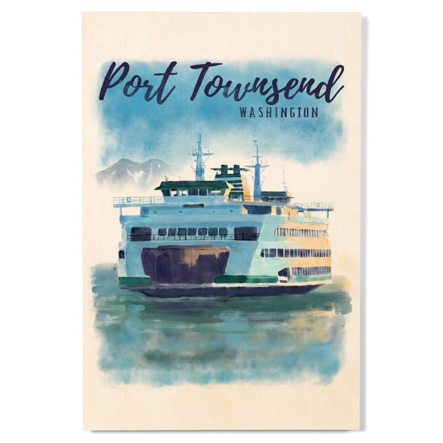 Port Townsend, Washington, Ferry, Watercolor, Lantern Press Artwork, Wood Signs and Postcards Wood Lantern Press 