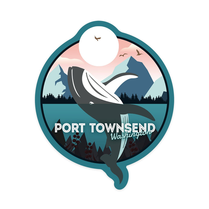 Port Townsend, Washington, Grey Whale, Contour, Vinyl Sticker Sticker Lantern Press 