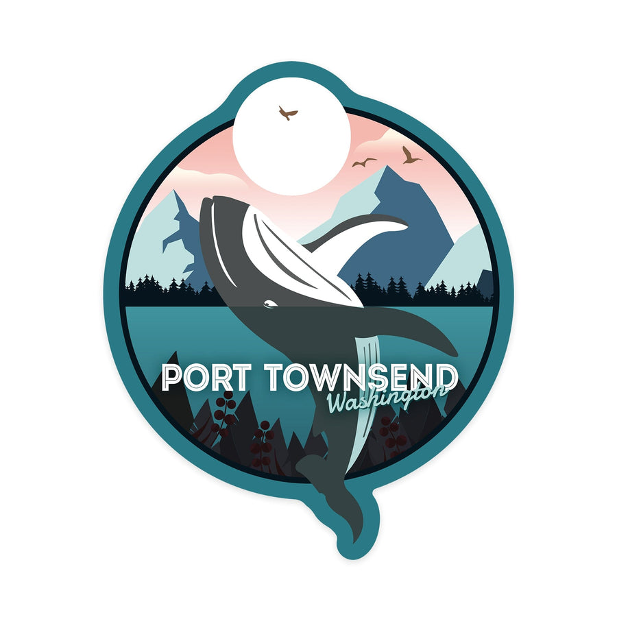 Port Townsend, Washington, Grey Whale, Contour, Vinyl Sticker Sticker Lantern Press 