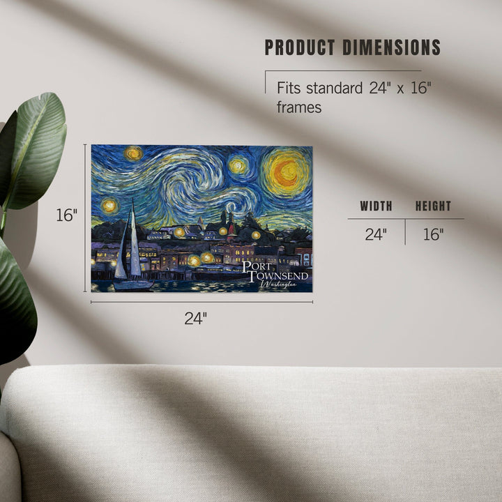 Port Townsend, Washington, Starry Night, Van Gogh, Art & Giclee Prints Art Lantern Press 
