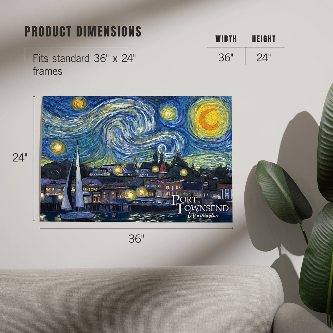 Port Townsend, Washington, Starry Night, Van Gogh, Art & Giclee Prints Art Lantern Press 