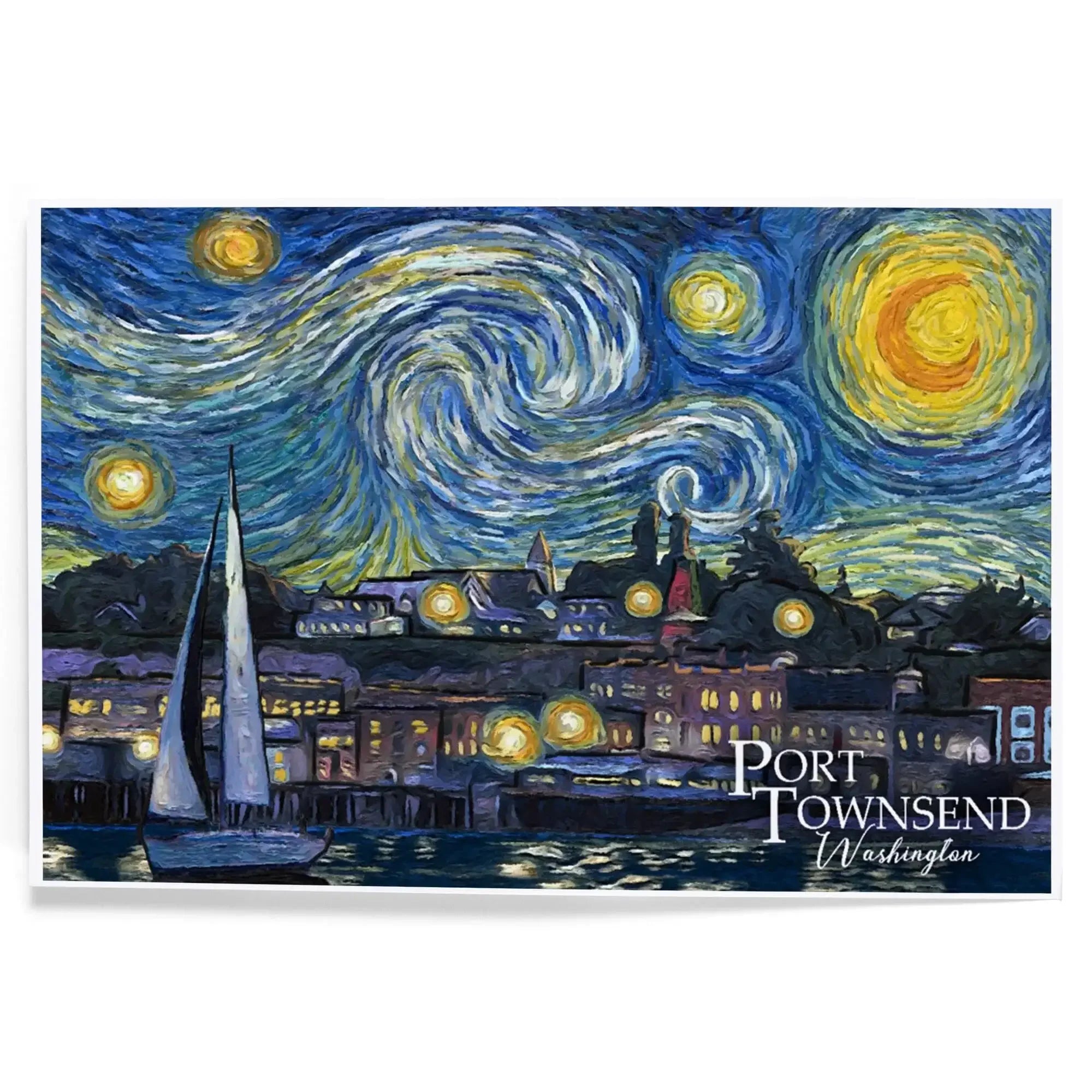絵画 ゴルグ トナイト Tonight Port Townsend, Washington, Starry Night, Van Gogh art prints