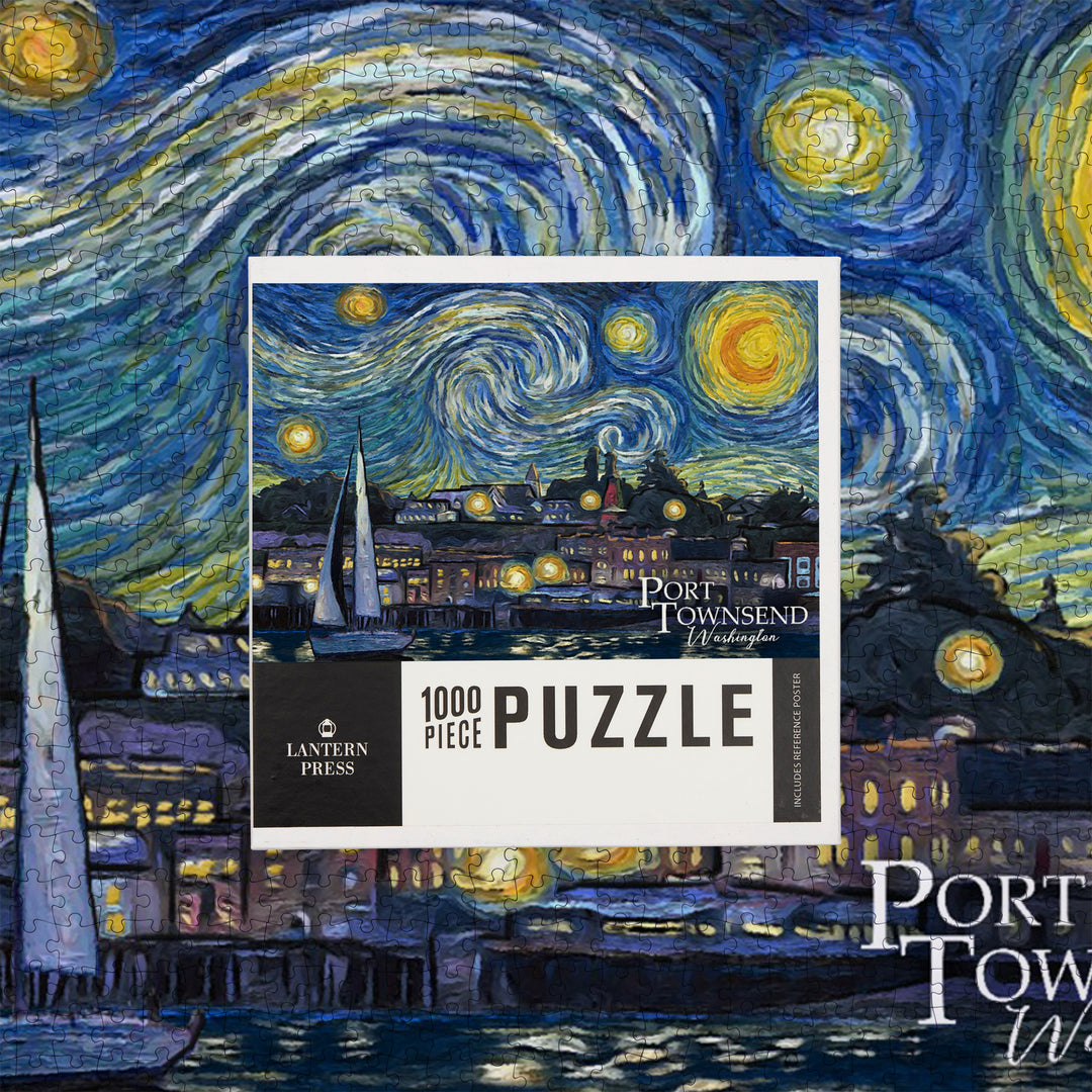 Port Townsend, Washington, Starry Night, Van Gogh, Jigsaw Puzzle Puzzle Lantern Press 