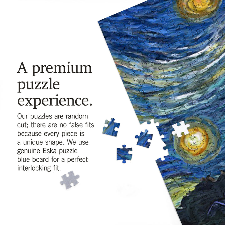 Port Townsend, Washington, Starry Night, Van Gogh, Jigsaw Puzzle Puzzle Lantern Press 