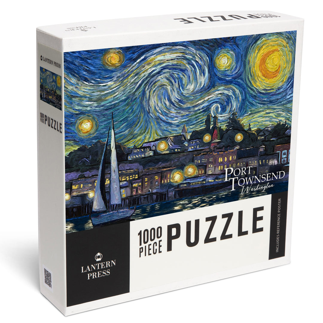 Port Townsend, Washington, Starry Night, Van Gogh, Jigsaw Puzzle Puzzle Lantern Press 