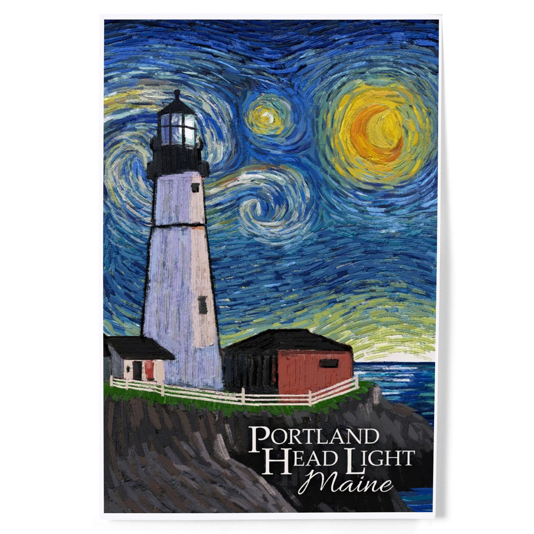 Portland Head Lighthouse, Maine, Starry Night, Art & Giclee Prints Art Lantern Press 