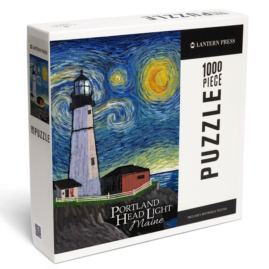 Portland Head Lighthouse, Maine, Starry Night, Jigsaw Puzzle Puzzle Lantern Press 