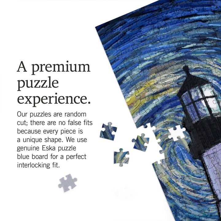 Portland Head Lighthouse, Maine, Starry Night, Jigsaw Puzzle Puzzle Lantern Press 