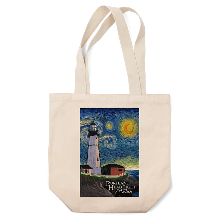 Portland Head Lighthouse, Maine, Starry Night, Tote Bag Totes Lantern Press 